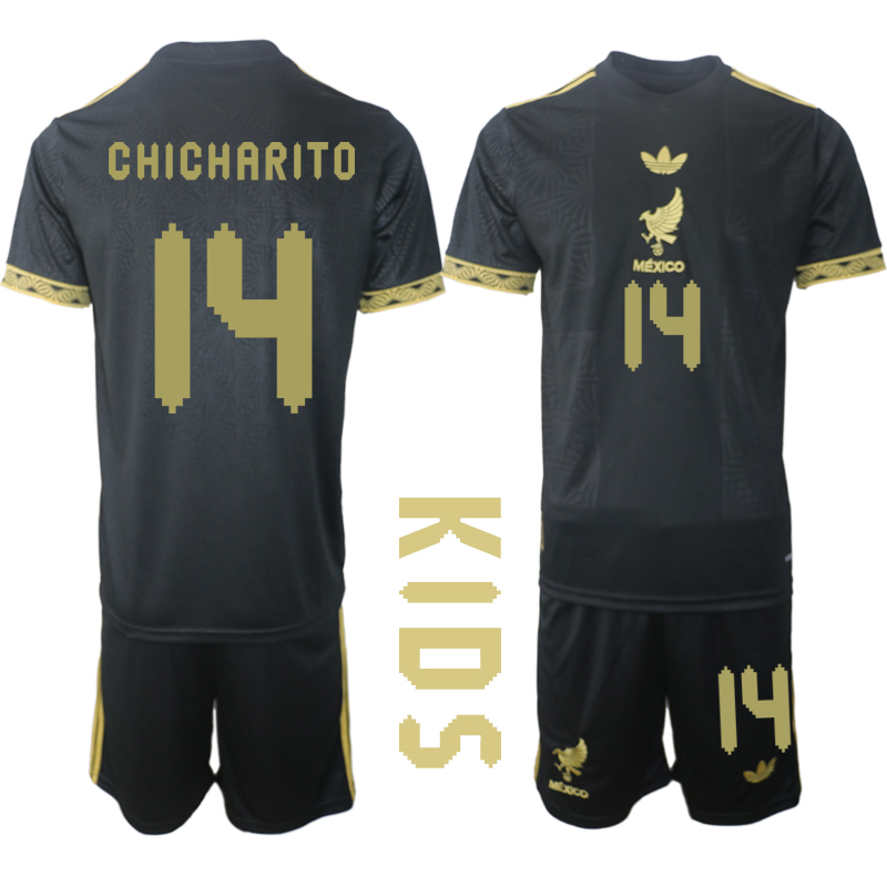 Youth 2025-2026 National Team Season Mexico Black #14 Soccer Jersey->youth soccer jersey->Youth Jersey